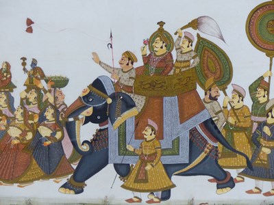 Lot 159 - Mogul school. A royal procession with elephant....