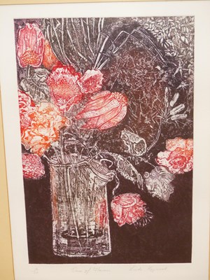Lot 172 - Linda Haywood. Vase of flowers. Limited...
