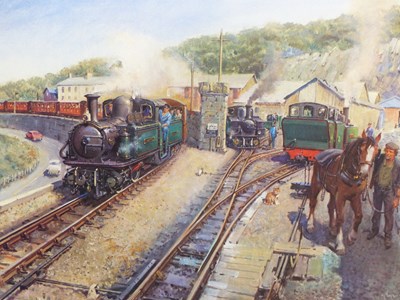 Lot 173 - Terence Cuneo. Festiniog workhorses. Pencil...