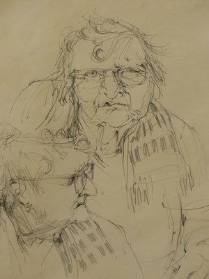 Lot 180 - A contemporary pen and ink line study of a...