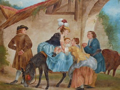 Lot 189 - 19th-century school. "The Adoption". Oil on...