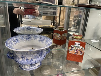 Lot 1198 - A Mason's ironstone square sectioned jar and...