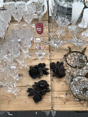 Lot 1215 - Drinking glass, glass star shaped candle...