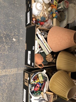 Lot 1217 - Table lamps, tea wares, toys, kitchen wares, etc