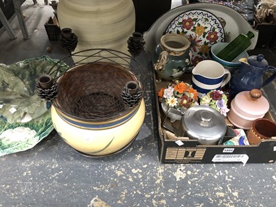 Lot 1222 - A cauliflower moulded deep dish, planters, a...