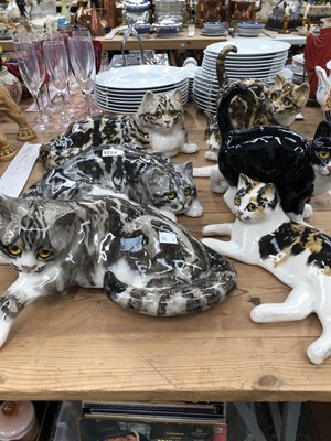 Lot 1224 - Six Winstanley pottery glass eyed cats