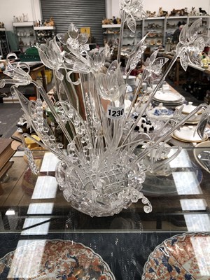 Lot 1230 - A glass bowl of clear glass flowers
