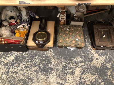 Lot 1235 - A foot stool, trays, table lamps, soft toys,...