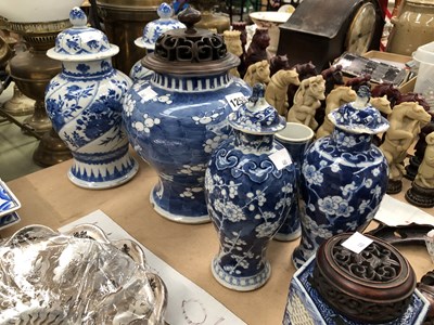 Lot 1259 - A pair of Chinese blue and white vases, four...