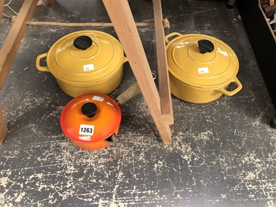 Lot 1263 - Two Chasseur enamel cooking pots and covers...
