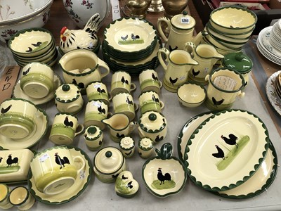 Lot 1265 - A Zell cockerel decorated breakfast set