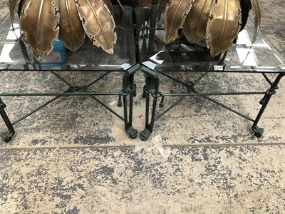 Lot 1278 - A pair of bevelled glass topped iron coffee...