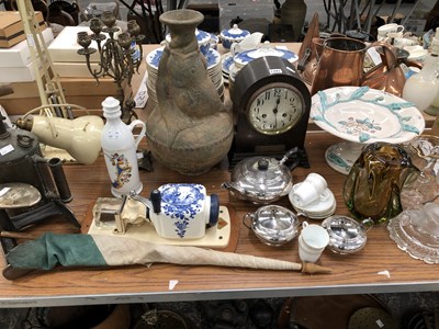 Lot 1281 - A coffee grinder, an angle poise lamp, a shoe...
