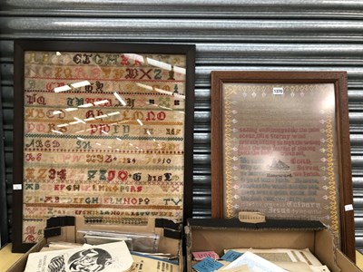 Lot 1370 - Two framed needle work samplers
