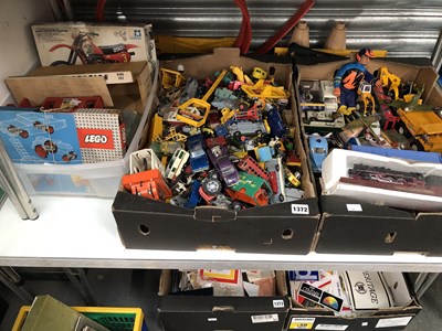 Lot 1372 - Die cast toys, Lego, a plastic train platform,...