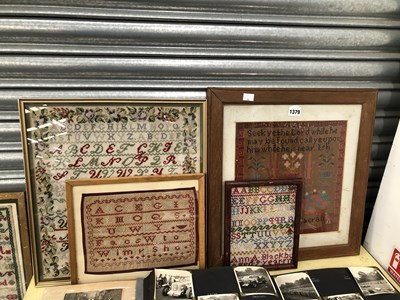 Lot 1379 - Four framed samplers