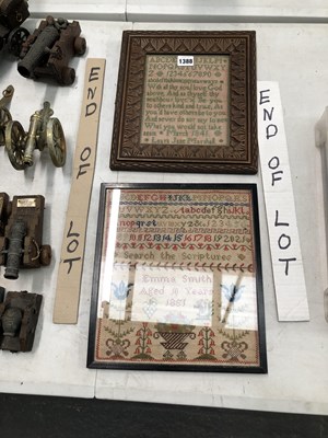 Lot 1388 - Two framed needle work samplers