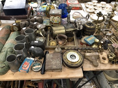 Lot 1419 - Metal work: a table clamping bottle opener,...