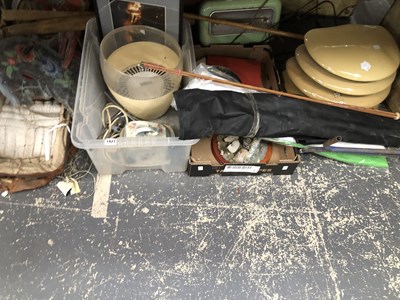 Lot 1421 - A scooter, cricket pads, two electric fires, a...