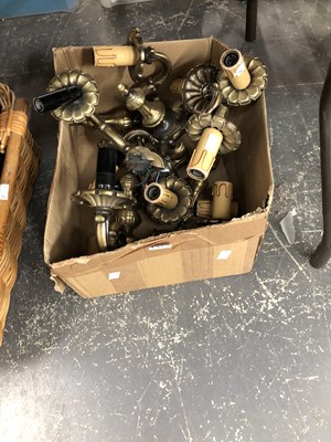 Lot 1429 - Five gilt metal two branch wall lights