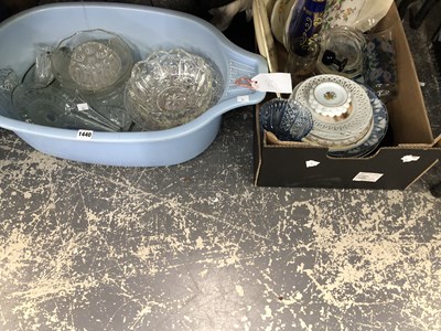 Lot 1440 - A baby's plastic bath with glassware, platters...