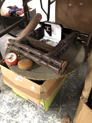 Lot 1461 - A brass try topped folding table, a pair of...