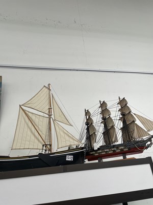Lot 1209A - Two model sailing boats. Yacht H 62cms L 69cms....