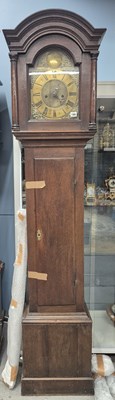 Lot 186 - An 18th century oak cased longcase/....