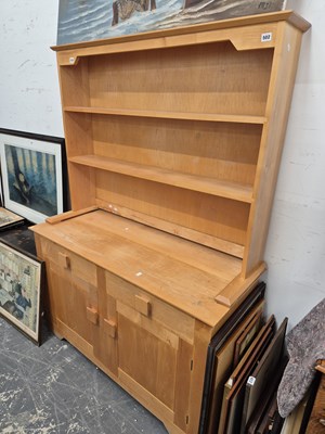 Lot 502 - A 20th century hand made dresser and plate rack.