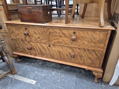 Lot 532 - A Victorian satin birch low chest of three...
