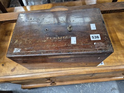 Lot 536 - Military interest- a teak box fitted as a...