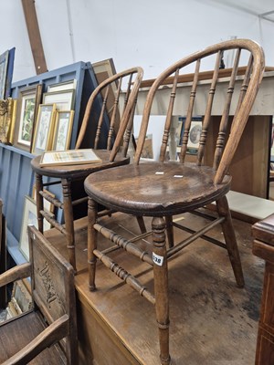 Lot 538 - A pair of country kitchen spindle back chairs.