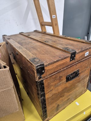 Lot 556 - A vintage pine cabin trunk