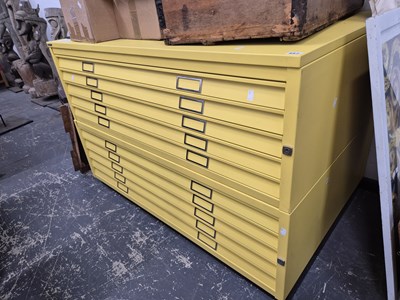 Lot 557 - An all steel Bisley plan chest of 10 drawers.