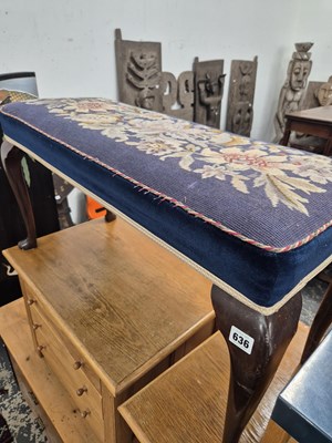 Lot 636 - A large dressing stool on mahogany cabriole legs.