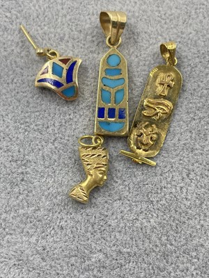 Lot 334 - Egyptian jewellery to include a 14ct gold...