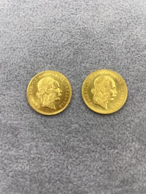 Lot 339 - Two 24ct gold Austrian Ducat coins. Both dated...