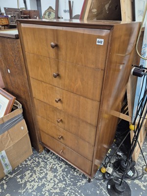 Lot 642 - A mid century retro. tall chest of six drawers.