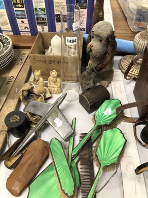 Lot 1484 - A green enamelled Mappin and Webb silver brush...