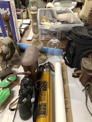 Lot 1485 - A leather-cased pair of binoculars, a wooden...