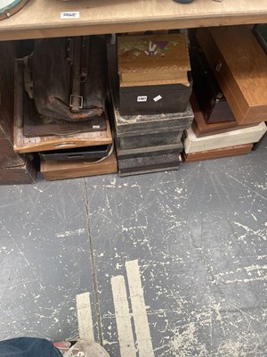 Lot 1487 - Wooden cutlery and other boxes, trays, etc.