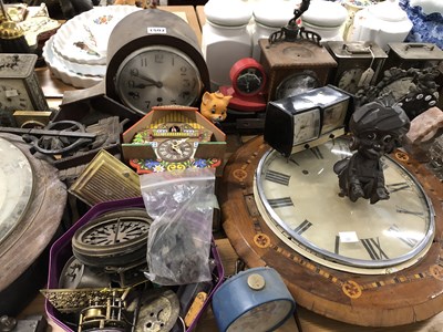 Lot 1507 - Clocks, clock parts and an aneroid barometer.