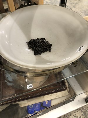 Lot 1519 - A misted glass ceiling dish held in a metal frame