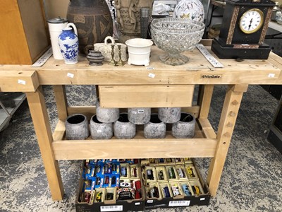 Lot 1527 - A Whitegate work bench with integral clamps to...