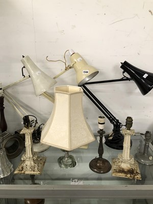 Lot 1546 - Three angle poise lamps, other table lamps and...