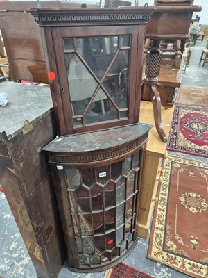 Lot 699 - A Bow front glazed corner cabinet and a small...
