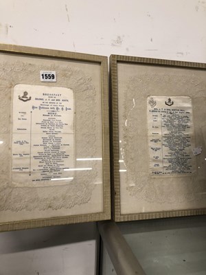 Lot 1559 - Two 1889 framed Hotel Metropole menus on...