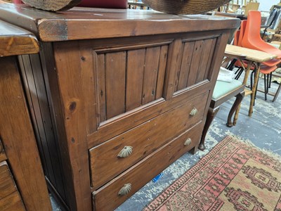 Lot 706 - A pine blanket chest with two drawers to base....