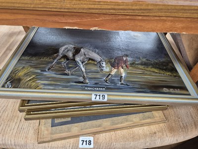 Lot 719 - An oil painting titled "knackered" and three...