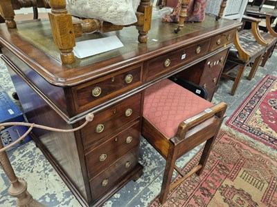 Lot 732 - A Victorian mahogany twin pedestal desk  W 136...